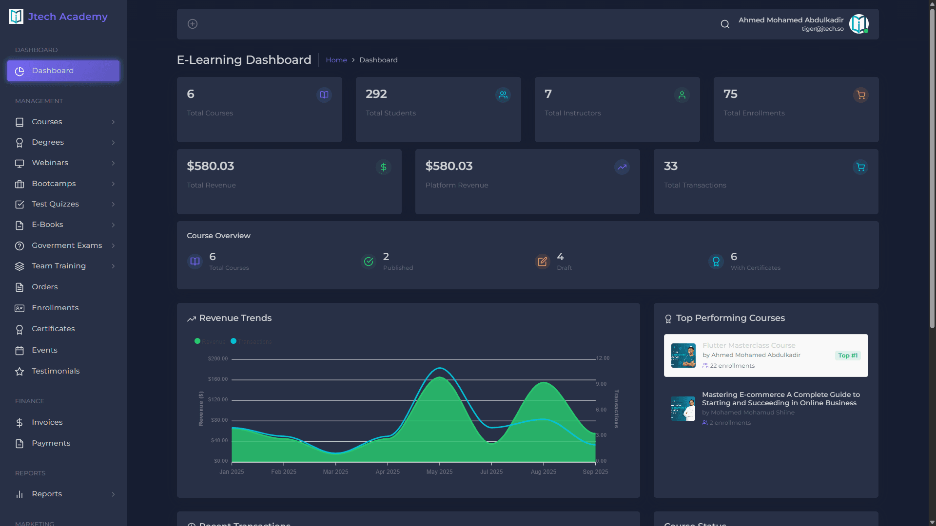 JTech Academy Dashboard